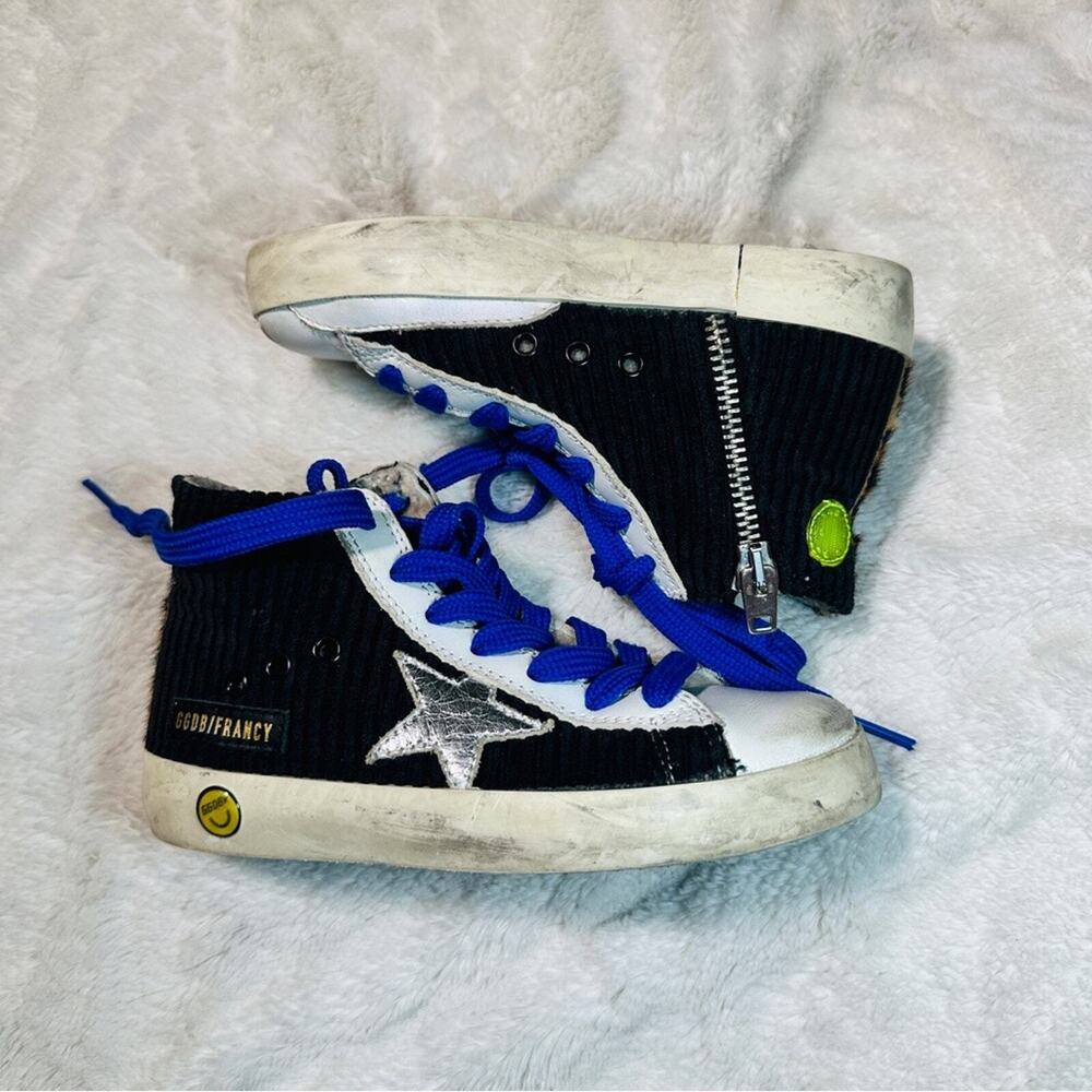 Golden Goose Black Corduroy High-Top Sneakers with Silver Star Size 27 Us 10 11